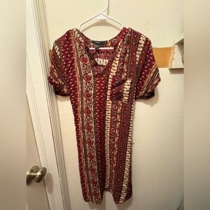Forever 21 Boho Burgundy and Cream Floral Dress